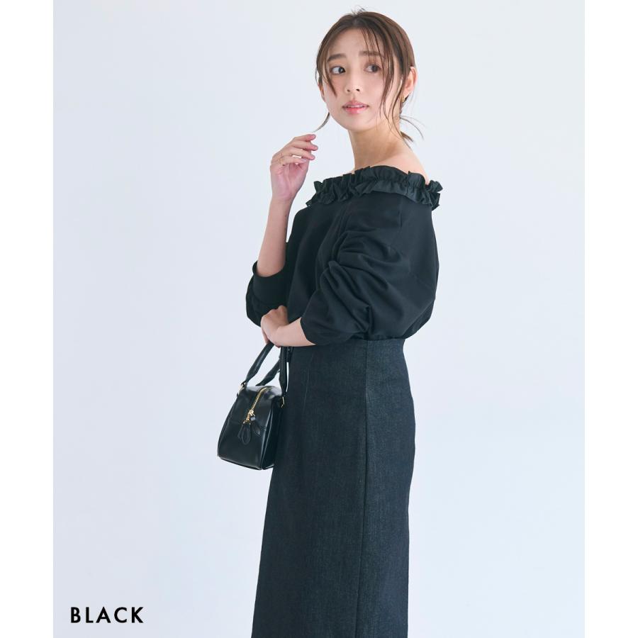 フリルワンショルダースウェットトップス｜ ベーシック 長袖 トップス