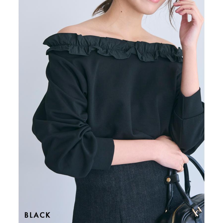 フリルワンショルダースウェットトップス｜ ベーシック 長袖 トップス