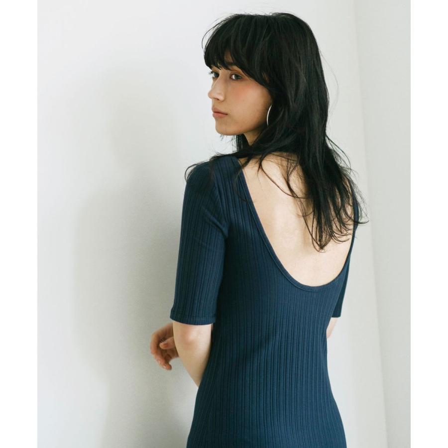 ワンピース レディース リブ ロング 無地 ワンピ 春夏 背中開き 半袖 ブラカップ ワンピ Ribou ss 宅配便 Rbss バックシャン 背穴 Rb 7097 Basement Online 通販 Yahoo ショッピング
