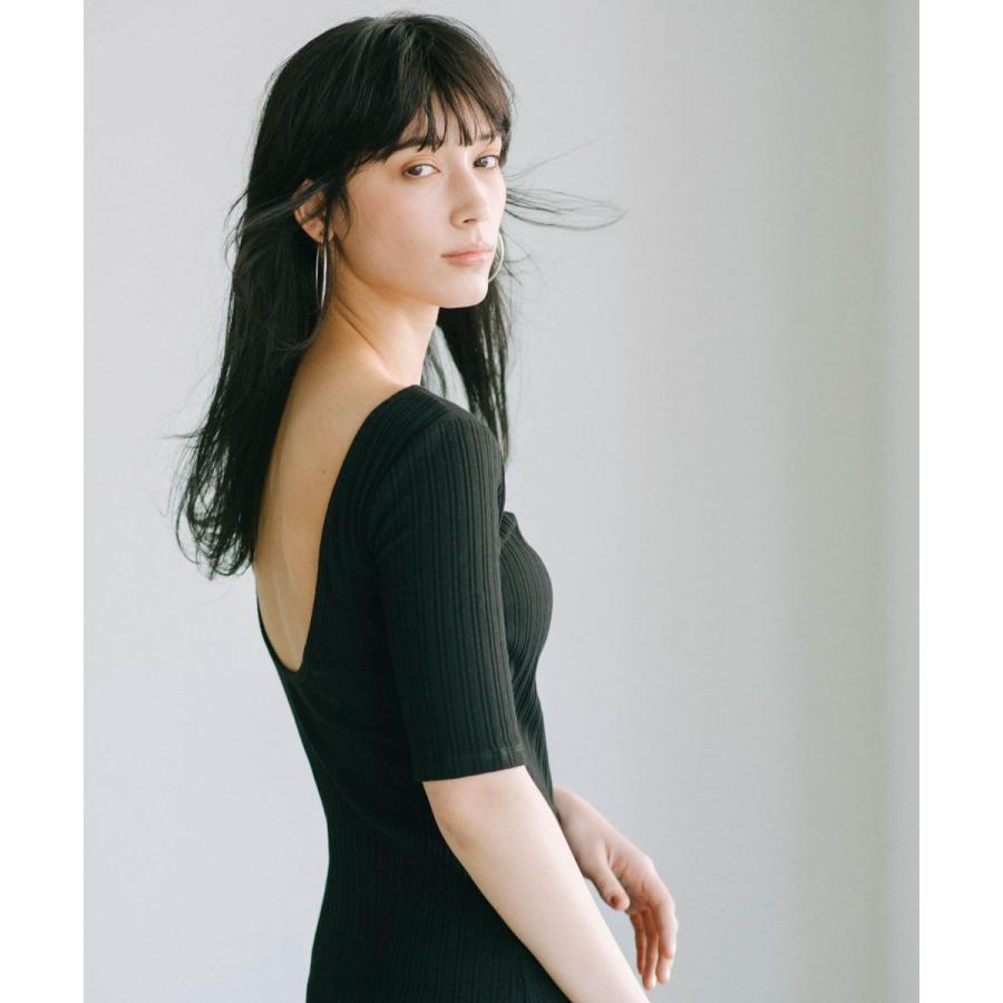 ワンピース レディース リブ ロング 無地 ワンピ 春夏 背中開き 半袖 ブラカップ ワンピ Ribou ss 宅配便 Rbss バックシャン 背穴 Rb 7097 Basement Online 通販 Yahoo ショッピング