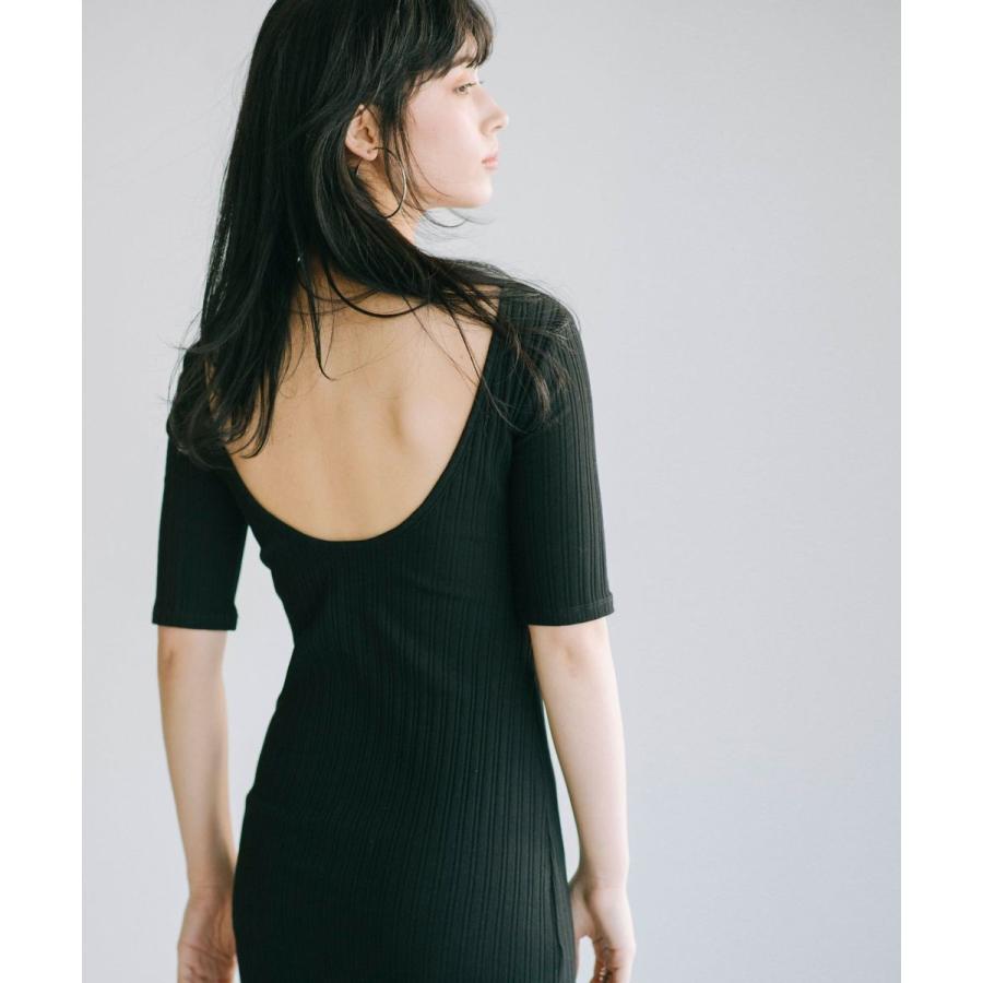 ワンピース レディース リブ ロング 無地 ワンピ 春夏 背中開き 半袖 ブラカップ ワンピ Ribou ss 宅配便 Rbss バックシャン 背穴 Rb 7097 Basement Online 通販 Yahoo ショッピング