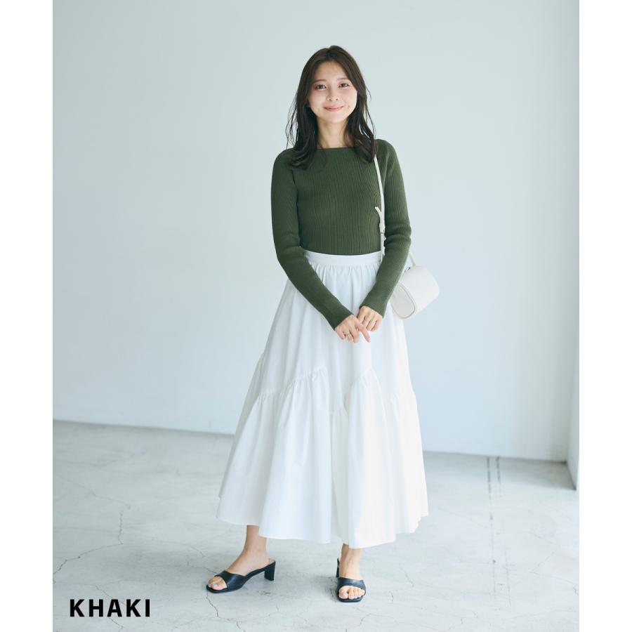 【新品】 L'Appartement リブニット タイト　ボートネック 長袖 新品】 L'Appartement リブニット タイト ボートネック 長袖