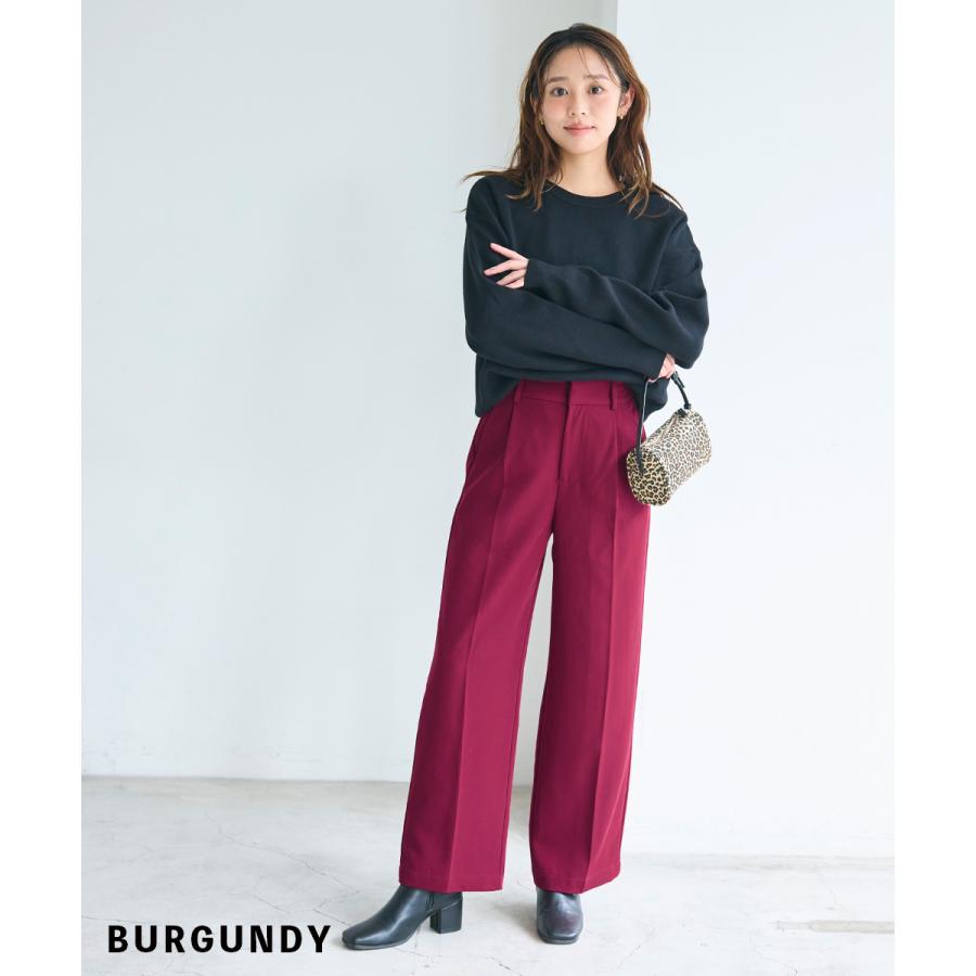 センタープレスワイドパンツ｜ 美脚 きれいめ センタープレス