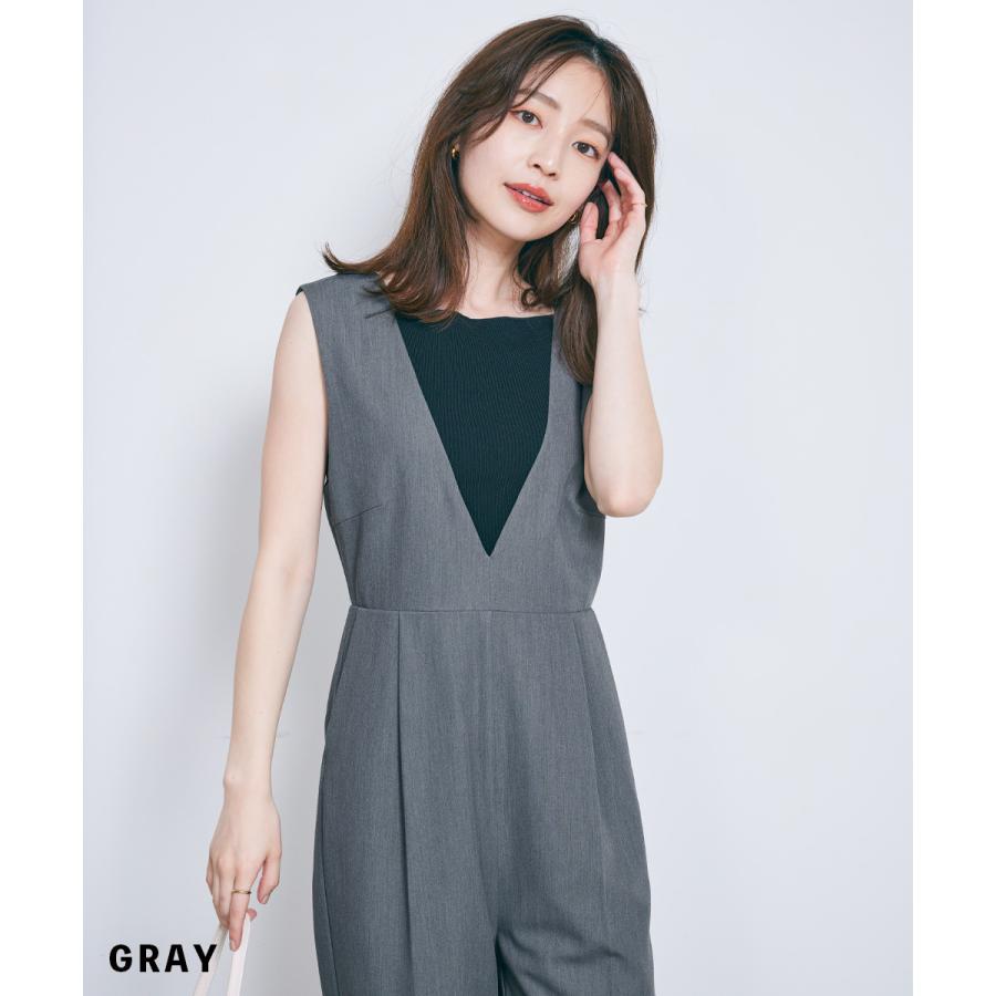 Vネックオールイン オールインワン サロペット パンツ Vネック