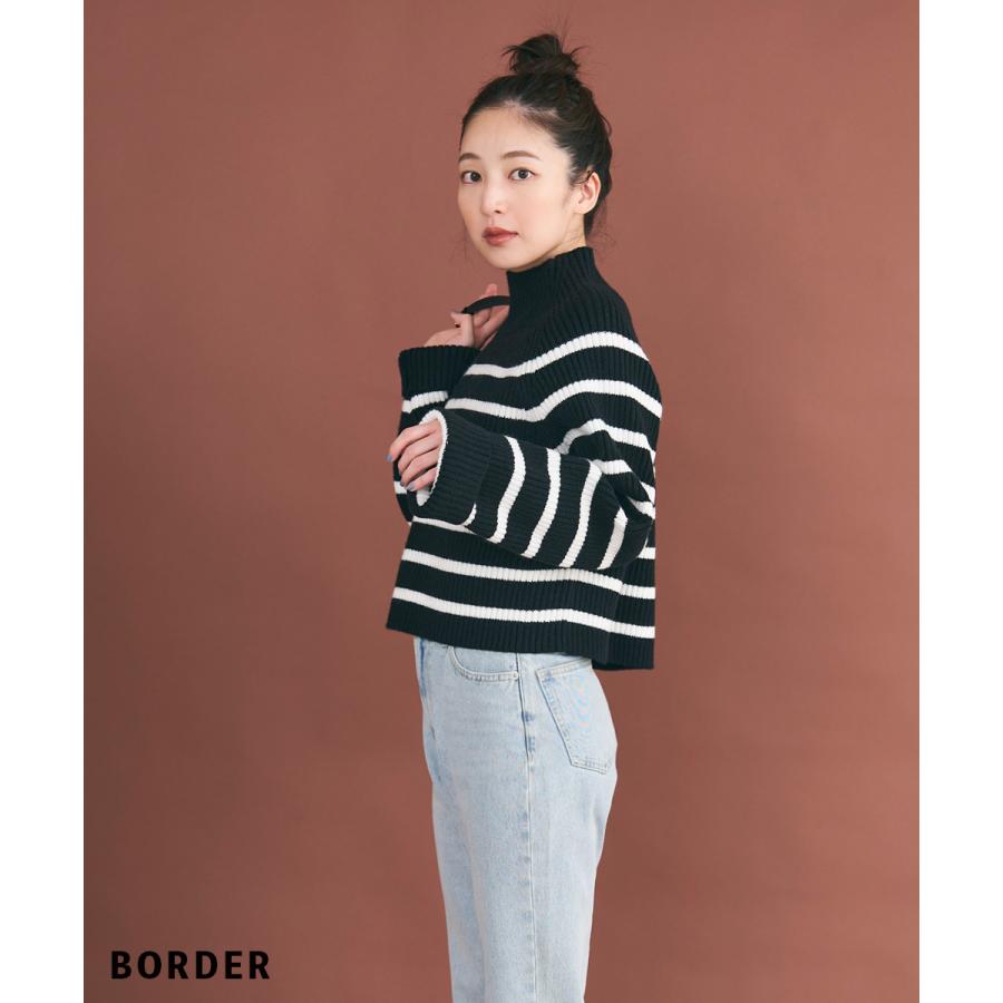 【値下げ】DECEMBER MAY ストライプロゴ　ハイネックニット　Mサイズ MAAYA DESIGN】ハイネックニット｜レディース トップス ニット