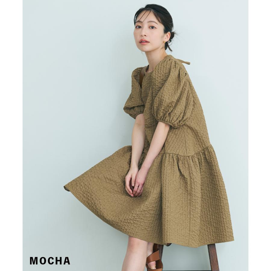 MIYU DESIGN】パフスリーブジャガードワンピース|ワンピース MIYU DESIGN】パフスリーブジャガードワンピース|ワンピース