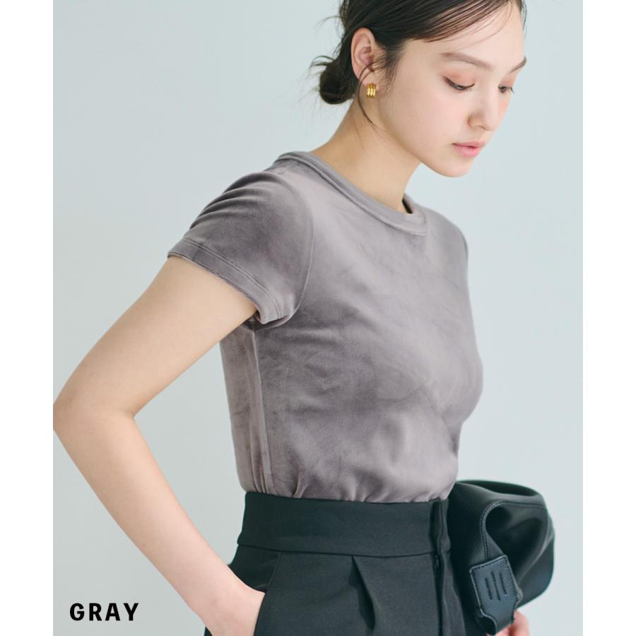 ベロア半袖Tシャツ｜トップス ベロア ベルベット Tシャツ 半袖 無地
