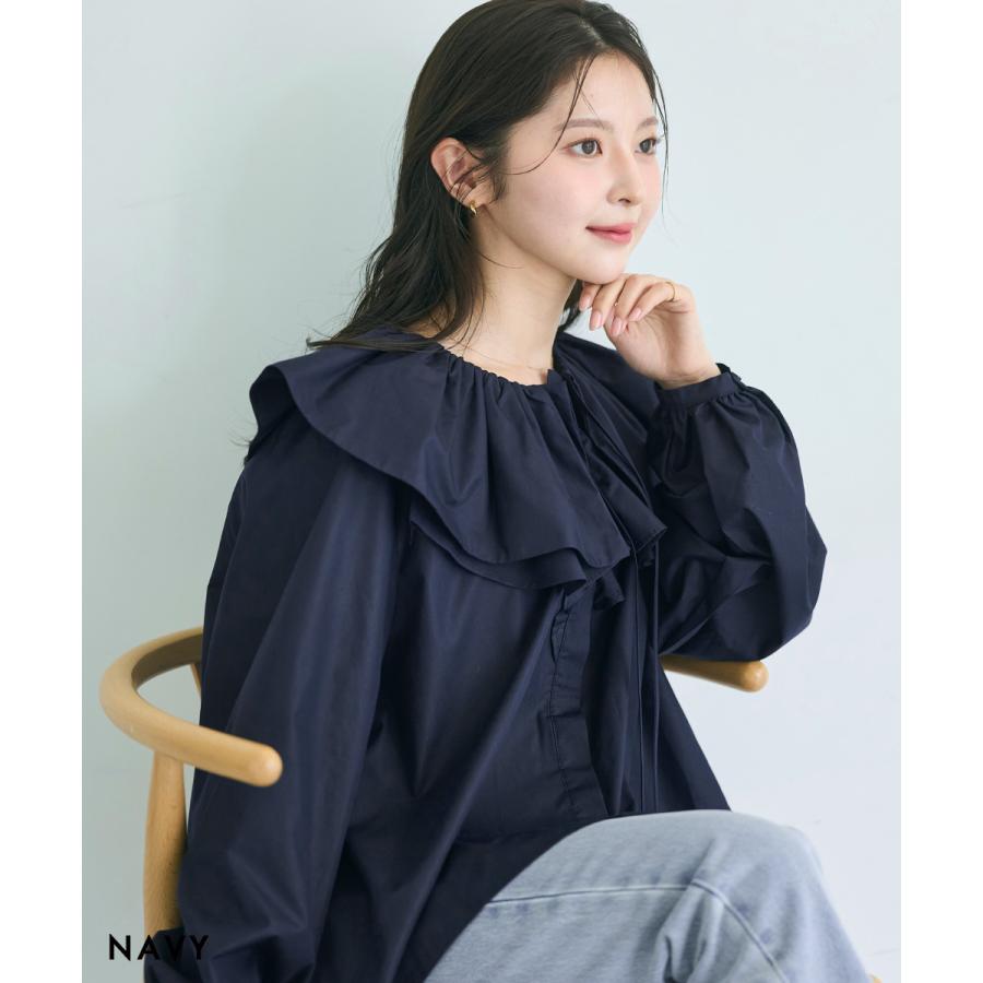 フリルカラーブラウス ｜トップス フリル フリルブラウス 重ね着 長袖