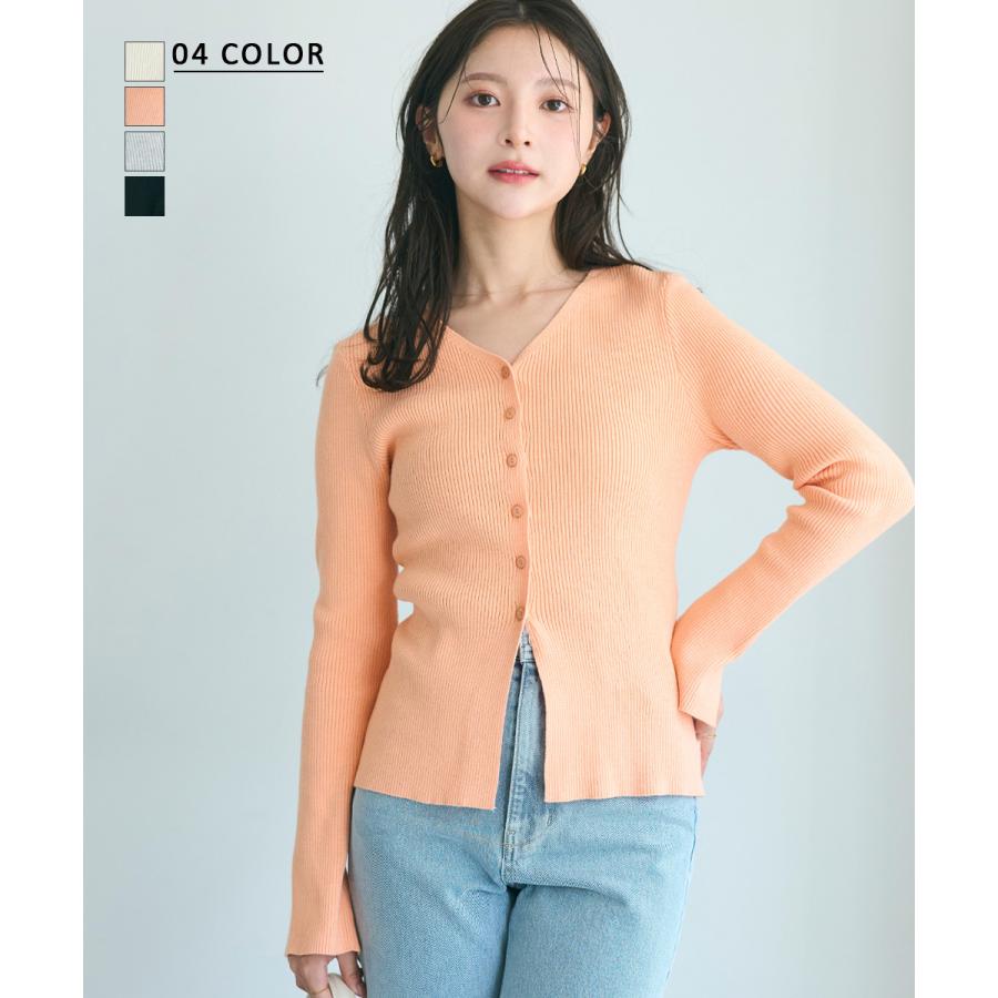 HARUKA DESIGN】袖スリットリブカーディガン｜ニット カーデ 羽織り