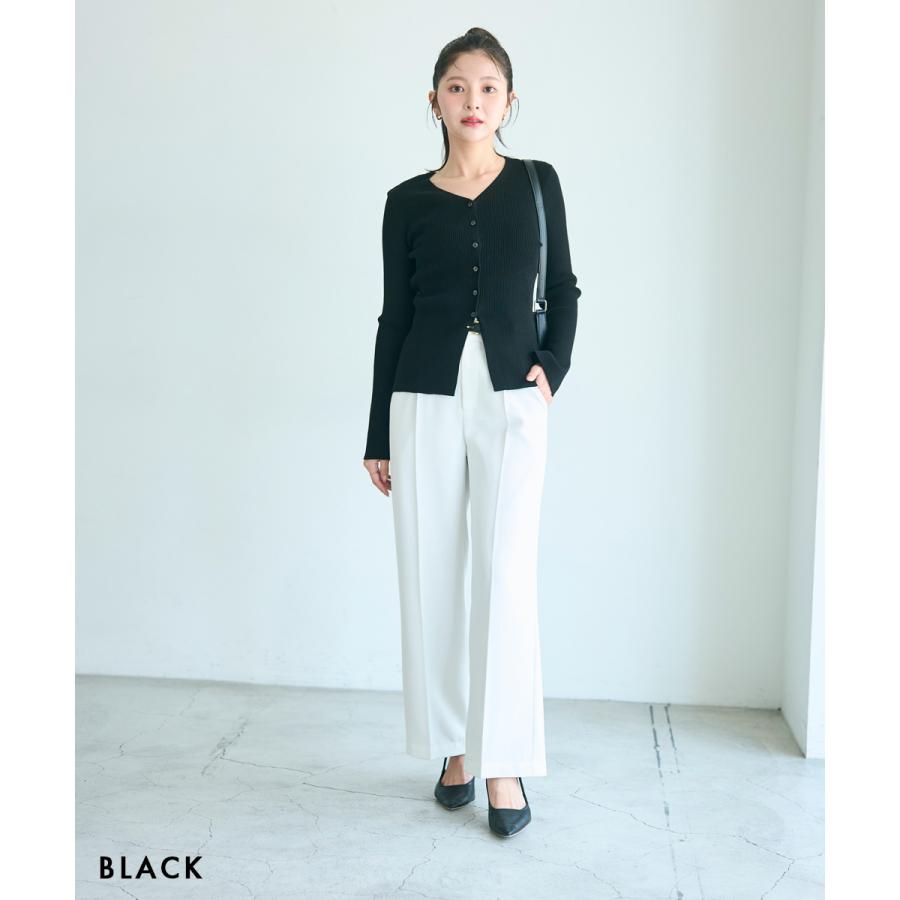 HARUKA DESIGN】袖スリットリブカーディガン｜ニット カーデ 羽織り