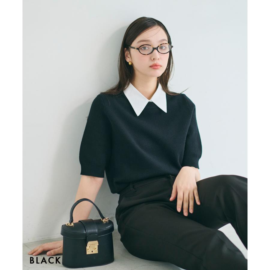 襟付き半袖ニット｜ニットトップス ニット 半袖ニット 襟付き 襟付き