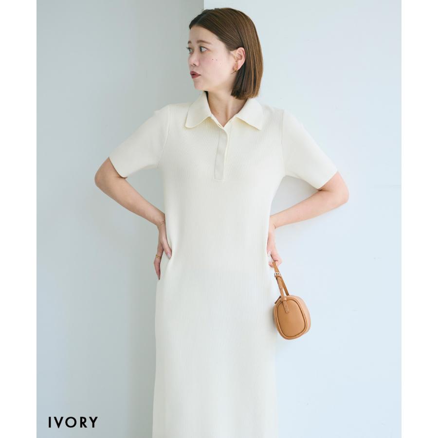 新品未使用レザレクション半袖ポロワンピース白　Sサイズ HARUKA DESIGN】半袖ポロマキシワンピース｜ワンピース シンプル ポロ