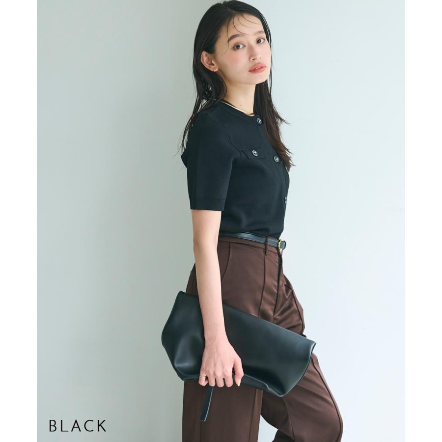 KAPITAL　スモッキング刺繍　半袖カーディガン　羽織り　カーキ　日本製　S HARUKA DESIGN】半袖カーディガン｜ レディース トップス 羽織 ニット