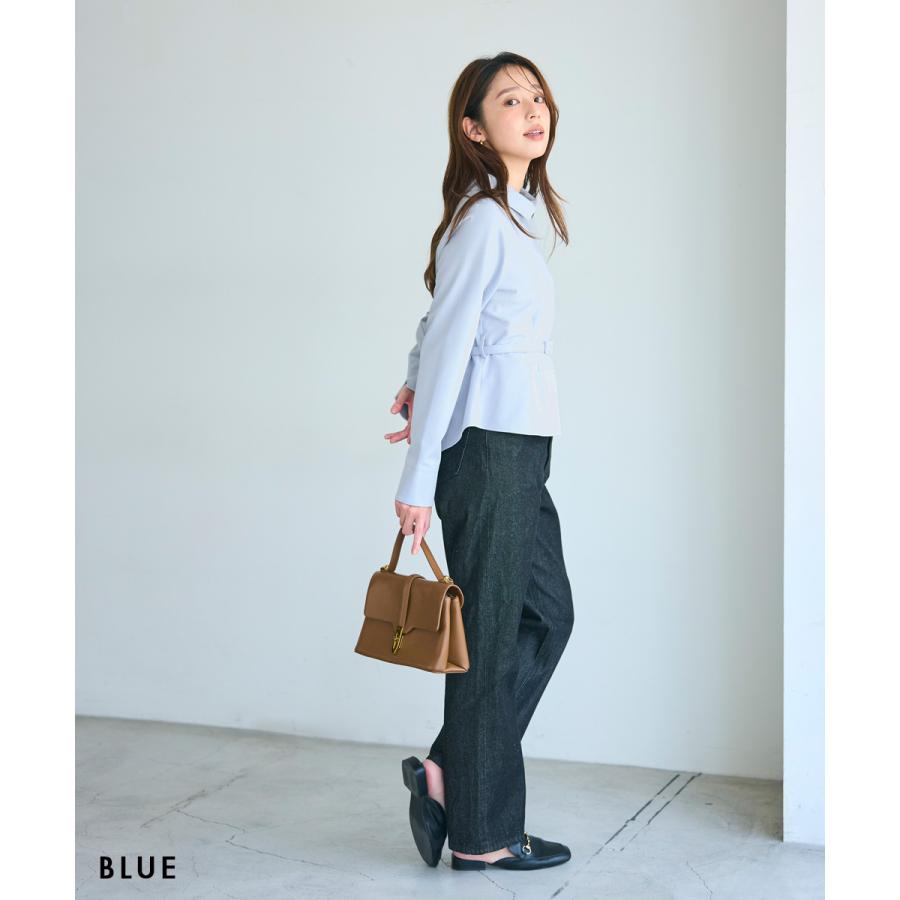 ベルト付きペプラムブラウス｜ブラウス トップス フレア