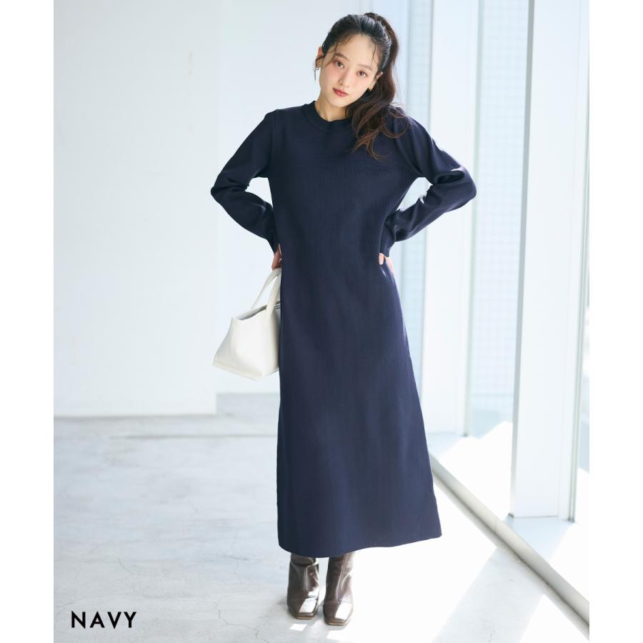 クルーネックニットマキシワンピース｜ワンピース シンプル クルー