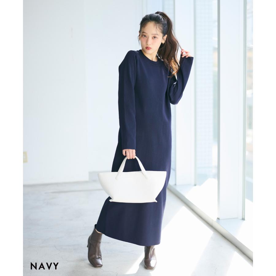 クルーネックニットマキシワンピース｜ワンピース シンプル クルー