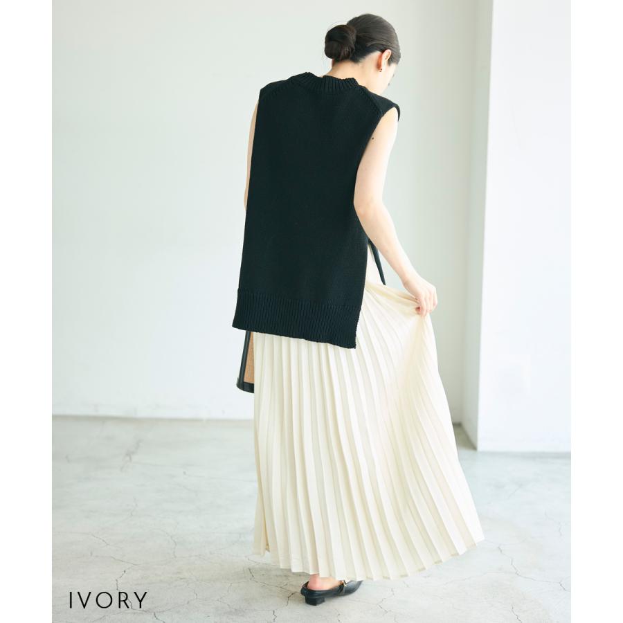 【MEYON DESIGN】サテンプリーツスカート｜ロングスカート プリーツスカート プリーツ ロング ロング丈 体型カバー Aライン ストレッチ  【宅配便】の画像