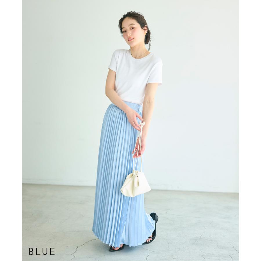 【MEYON DESIGN】サテンプリーツスカート｜ロングスカート プリーツスカート プリーツ ロング ロング丈 体型カバー Aライン ストレッチ  【宅配便】の画像