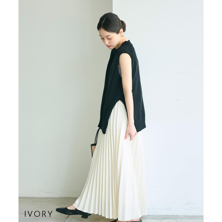 【MEYON DESIGN】サテンプリーツスカート｜ロングスカート プリーツスカート プリーツ ロング ロング丈 体型カバー Aライン ストレッチ  【宅配便】の画像
