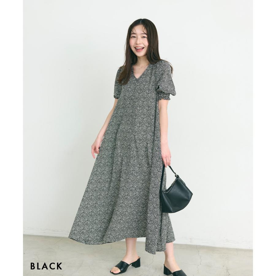 Vネックフラワーワンピース｜ワンピース レディース Vネック Vネック