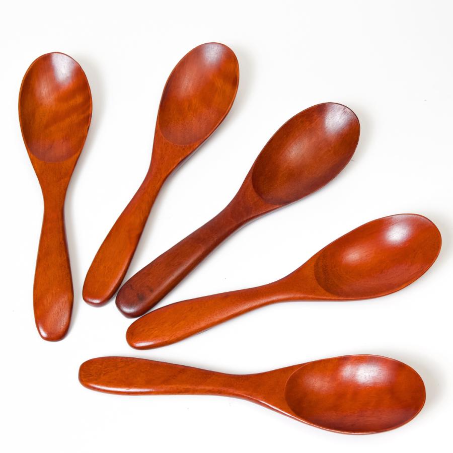 徳成工芸 [徳成] レンゲ スプーン（木製漆塗り/18cm/太柄型）5本セット