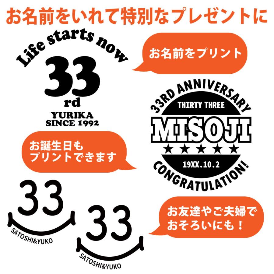 33歳 誕生日 プレゼント Tシャツ 名入れ 名前 プリント 三十路 男性 アラサー 上司 ギフト おもしろ 面白 女性 オリジナル 半袖 おしゃれ 安い 1501 1500 085 | BASIC COVER | 03