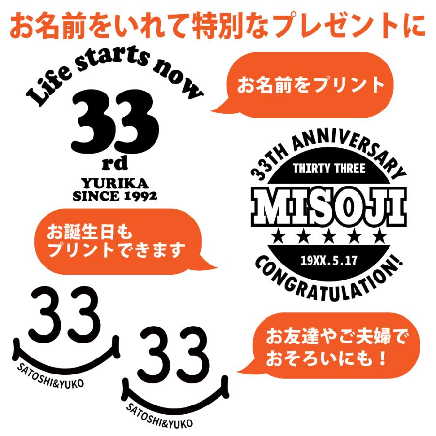 33歳 誕生日 プレゼント Tシャツ 名入れ 名前 プリント 三十路 男性 アラサー 上司 ギフト おもしろ 面白 女性 オリジナル 半袖 おしゃれ 安い 1501 1500 085 | BASIC COVER | 04