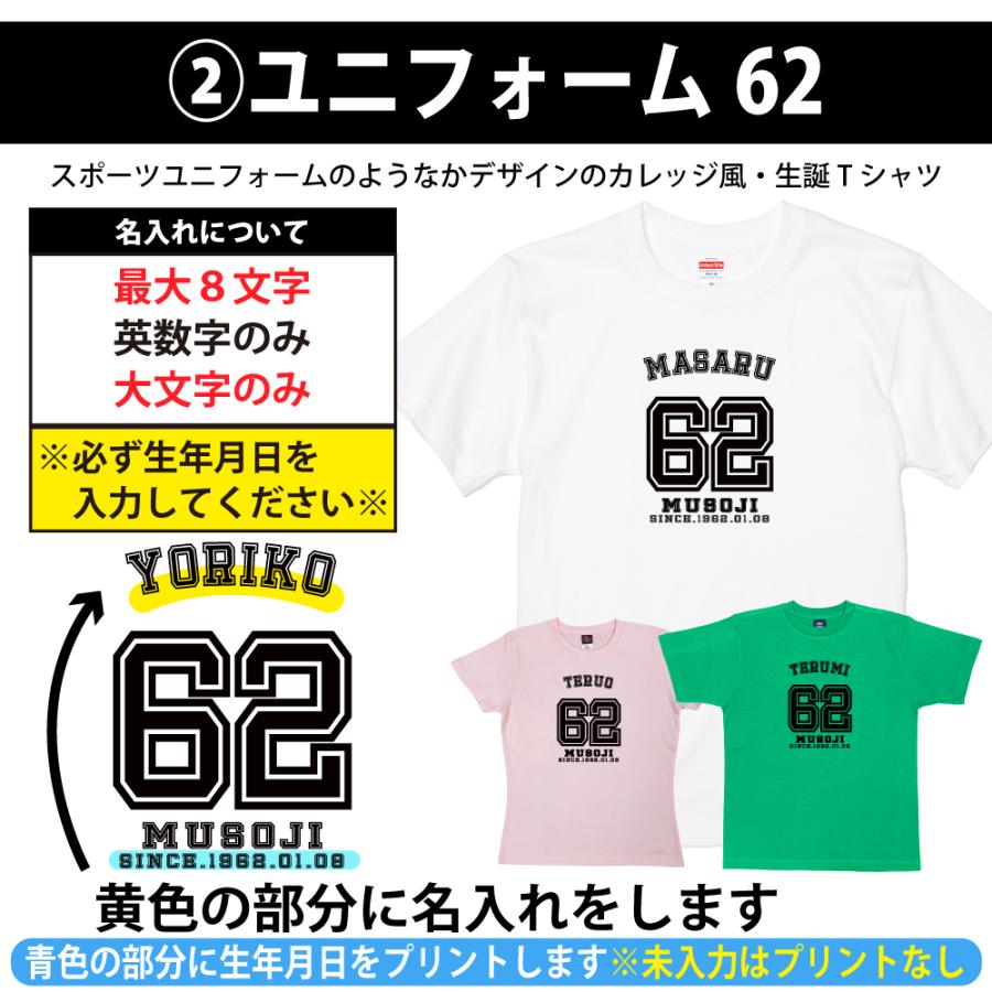 62歳 誕生日 プレゼント Tシャツ 名入れ 名前 プリント 男性 アラカン 還暦 上司 ギフト おもしろ 面白 女性 オリジナル 半袖 おしゃれ 安い 1501 1500 085 | BASIC COVER | 06