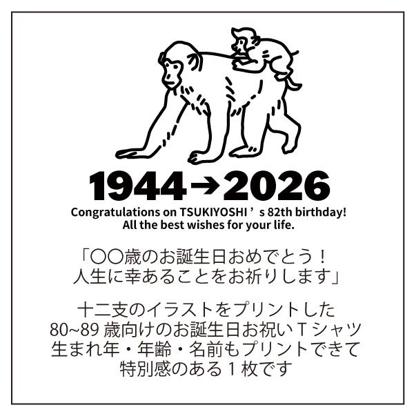 80代 干支 名入れ Tシャツ 祖父 祖母 誕生日 プレゼント 80歳 81歳 85歳 82歳 83歳 84歳 86歳 87歳 88歳 89歳 還暦 男性 女性 阪神 父 イラスト 1501 1500 085 | BASIC COVER | 08