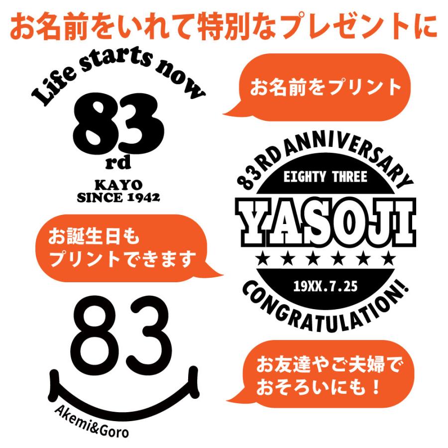 83歳 誕生日 プレゼント Tシャツ 名入れ 名前 プリント 男性 八十三歳 父親 母親 上司 ギフト おもしろ 女性 オリジナル 半袖 おしゃれ お祝い 1501 1500 085 | BASIC COVER | 01