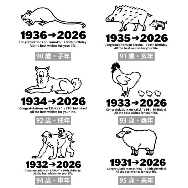 90代 名入れ Tシャツ 祖母 誕生日 プレゼント ギフト 90歳 91歳 94歳 92歳 93歳 95歳 96歳 97歳 98歳 99歳  干支 十二支 午年  女性 男 卒寿 白寿 1501 1500 085 | BASIC COVER | 09