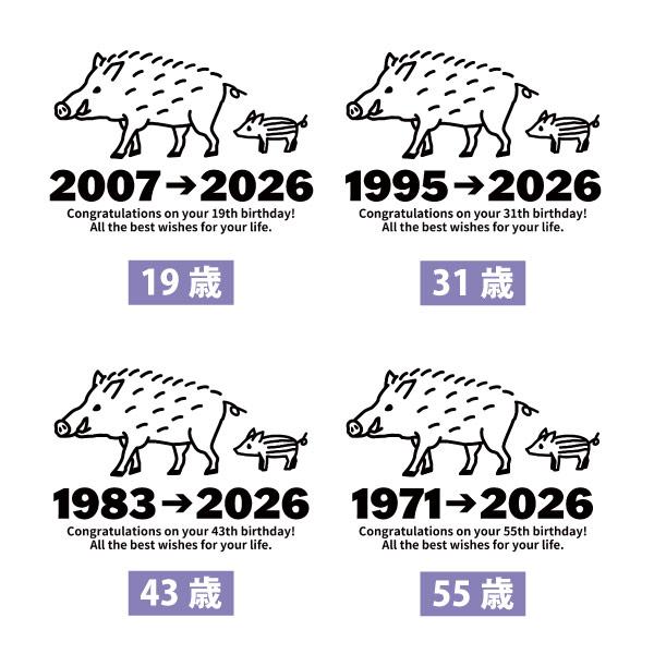 BASIC COVER 2026年 いのしし 亥 猪 アニマル 干支 十二支 誕生日 T