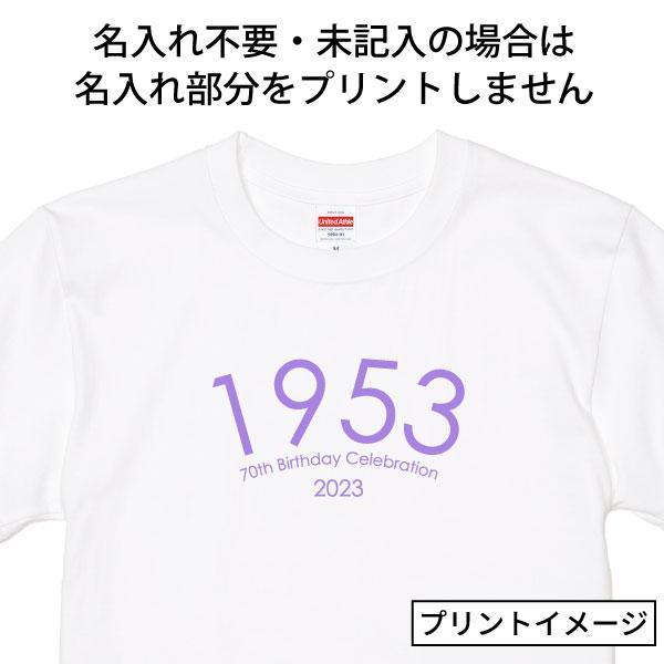 古希 祝い 2026年 女性 男性 名入れ シンプル Tシャツ おしゃれ プレゼント 生まれ年 古稀のお祝い 紫 ピンク プリント 名前 白 古稀 西暦 特別感 1501 1500 085 | BASIC COVER | 08