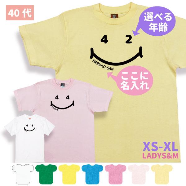 40代 ニコちゃん 名入れ Tシャツ 誕生日 プレゼント 40歳 41歳 44歳 42歳 43歳 45歳 46歳 47歳 48歳 49歳 オリジナル お祝い 男性 女性 かわいい 1501 1500 085 | BASIC COVER