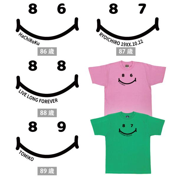 80代 ニコニコ 誕生日 名入れ Tシャツ 80歳 81歳 82歳 83歳 84歳 85歳 86歳 87歳 88歳 89歳 プレゼント 長寿祝い 男性 女性 父 母 ギフト 贈り物 1501 1500 085 | BASIC COVER | 09