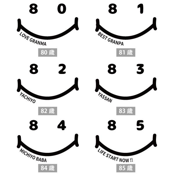 80代 ニコニコ 誕生日 名入れ Tシャツ 80歳 81歳 82歳 83歳 84歳 85歳 86歳 87歳 88歳 89歳 プレゼント 長寿祝い 男性 女性 父 母 ギフト 贈り物 1501 1500 085 | BASIC COVER | 08