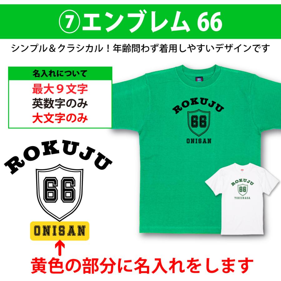 緑寿 66歳 66歳のお祝い 65歳 プレゼント 名入れ Tシャツ 男性 女性 退職 退職祝い 父 母 上司 友人 六十六歳 六十五歳 緑 グリーン 何歳 何色 1500/1501/5001｜basic-cover｜14