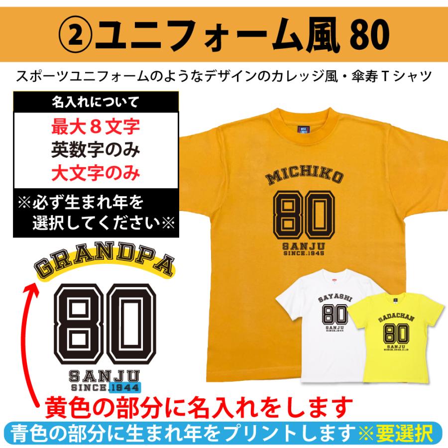傘寿 Ｔシャツ 傘寿のお祝い プレゼント 女性 男性 傘寿祝い 言葉 品 名入れ 80歳 ファッション おしゃれ 父 母 仕方 色 オリジナル 八十歳 1501 1500 5001 085 | BASIC COVER | 05