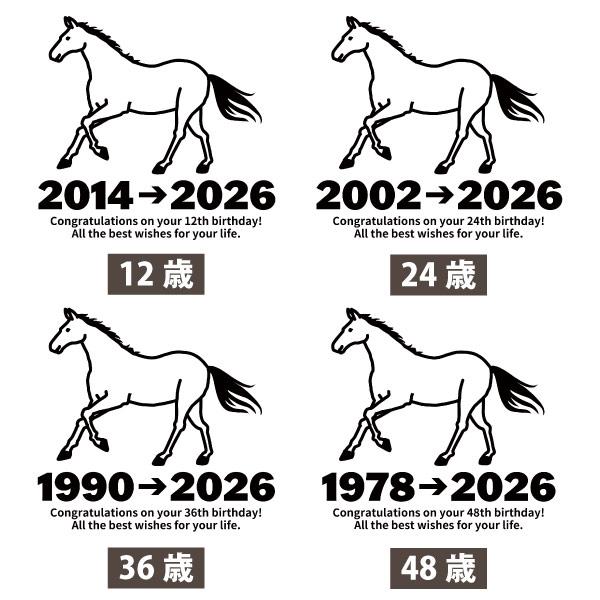 BASIC COVER 2026年 馬 午 うま年 干支 十二支 誕生日プレゼント 競馬