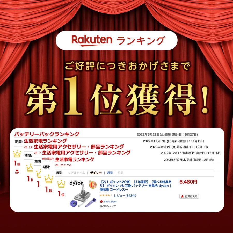 ダイソン★コードレス掃除機★V8★ＳV25★PSE認証バッテリーの状態良好★1 Dyson ダイソン 掃除機 バッテリー v8 大容量4500mAh 1年保証