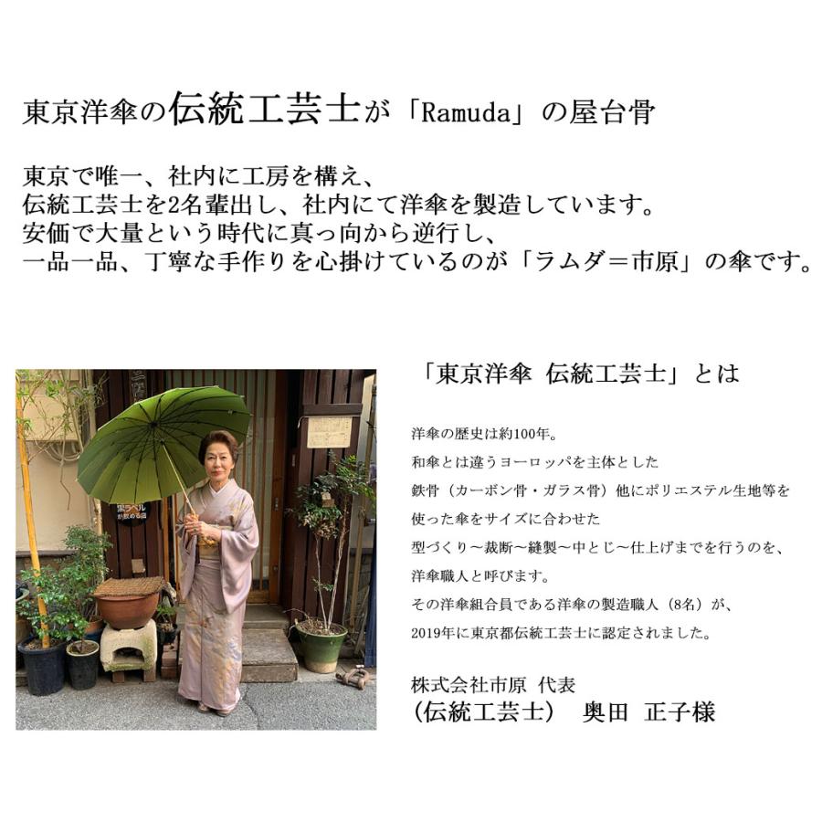 【当店限定品】Ramuda　漆塗り 折り畳み傘 ワイドストライプ  耐風骨 折りたたみ傘  58cm 漆寒竹大曲 ラムダ 甲州織  HM2005-BROWN |  | 05