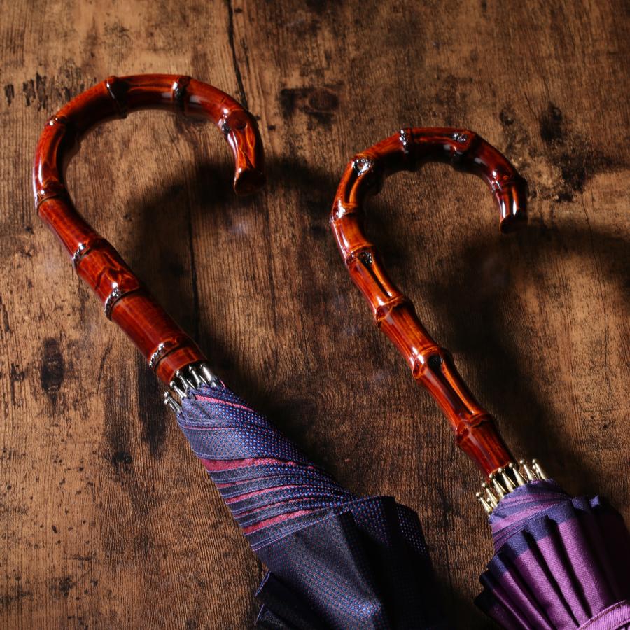 【当店限定品】Ramuda　漆塗り 長傘 ニューピンドット 漆寒竹大曲 ラムダ 甲州織  傘 65cm 甲州織 ピンドット ジャガード カーボン 8本骨 UV加工   ISNL1125-RED |  | 02