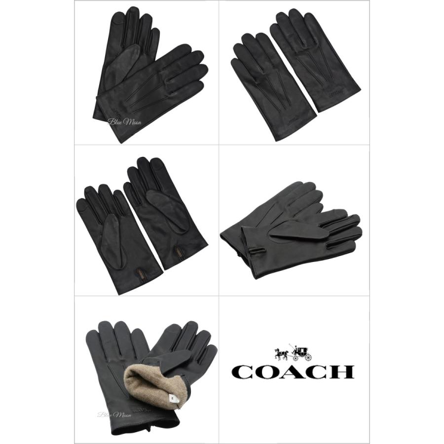 コーチ COACH 手袋 メンズ 羊革 本革 ブラック 黒 スマホ対応  