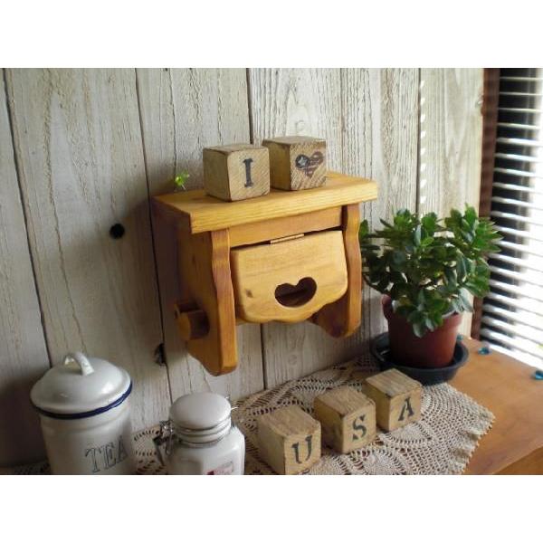 トイレ 収納 木製 かわいい ハート カントリー トイレペーパーホルダー（S） |  | 02