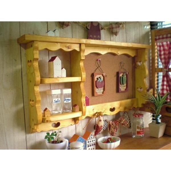 コルクボード ウォールシェルフ 木製  カントリー デザインコルクボードB | 