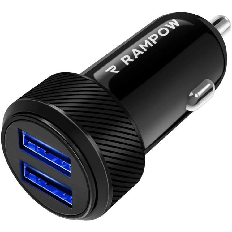 Rampow カーチャージャー 2.4A/24W/ 2ポート車載充電器 iPhone、Android、IQOSなど対応 シガーソケット USB充電器 Apple & Androidデバイス対応 | 