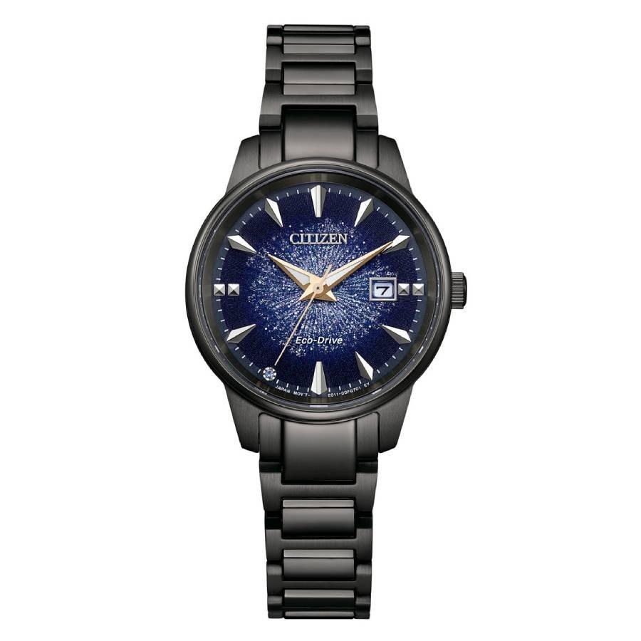 Citizen Eco-Drive Galaxy Blue Dial 腕時計 レディース ブラック ステンレス ソーラー EW2595-81M | 