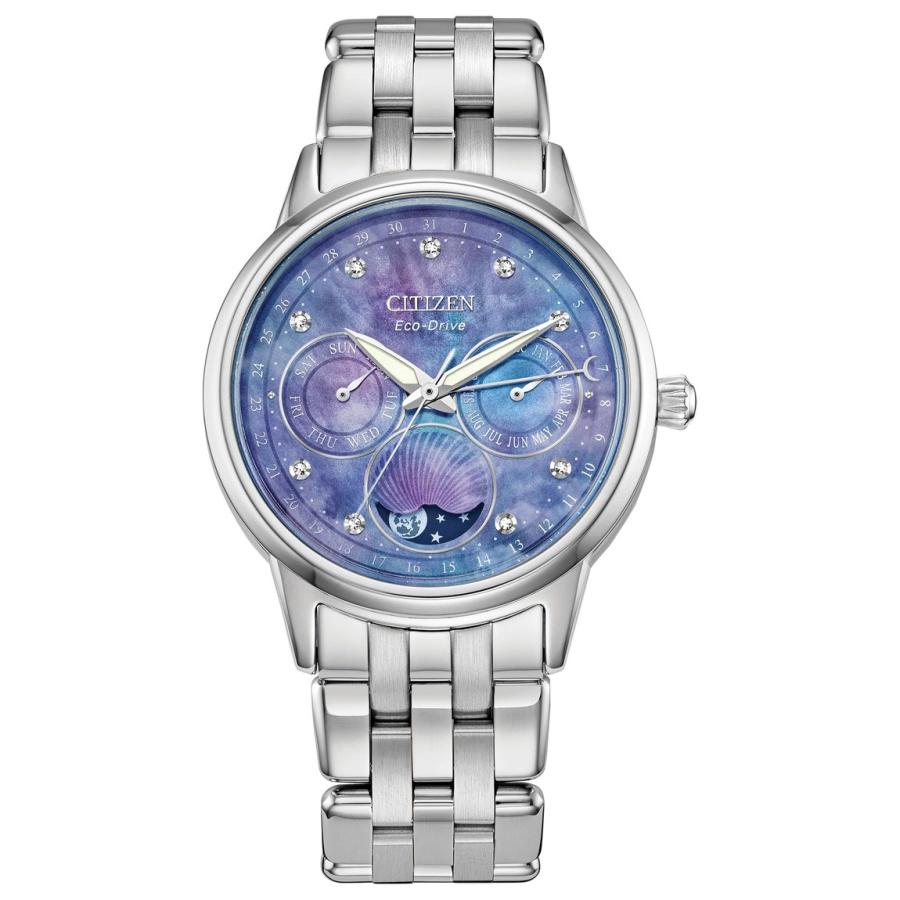Citizen Calendrier 腕時計 レディース エコ・ドライブ ムーンフェイズ ブルー文字盤 ダイヤモンド ステンレス FD0000-52N | 