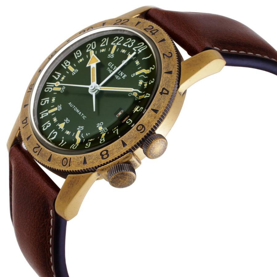 Glycine Airman Vintage The Chief GMT 腕時計 グリーン文字盤 自動巻 メンズ GL0307 |  | 02