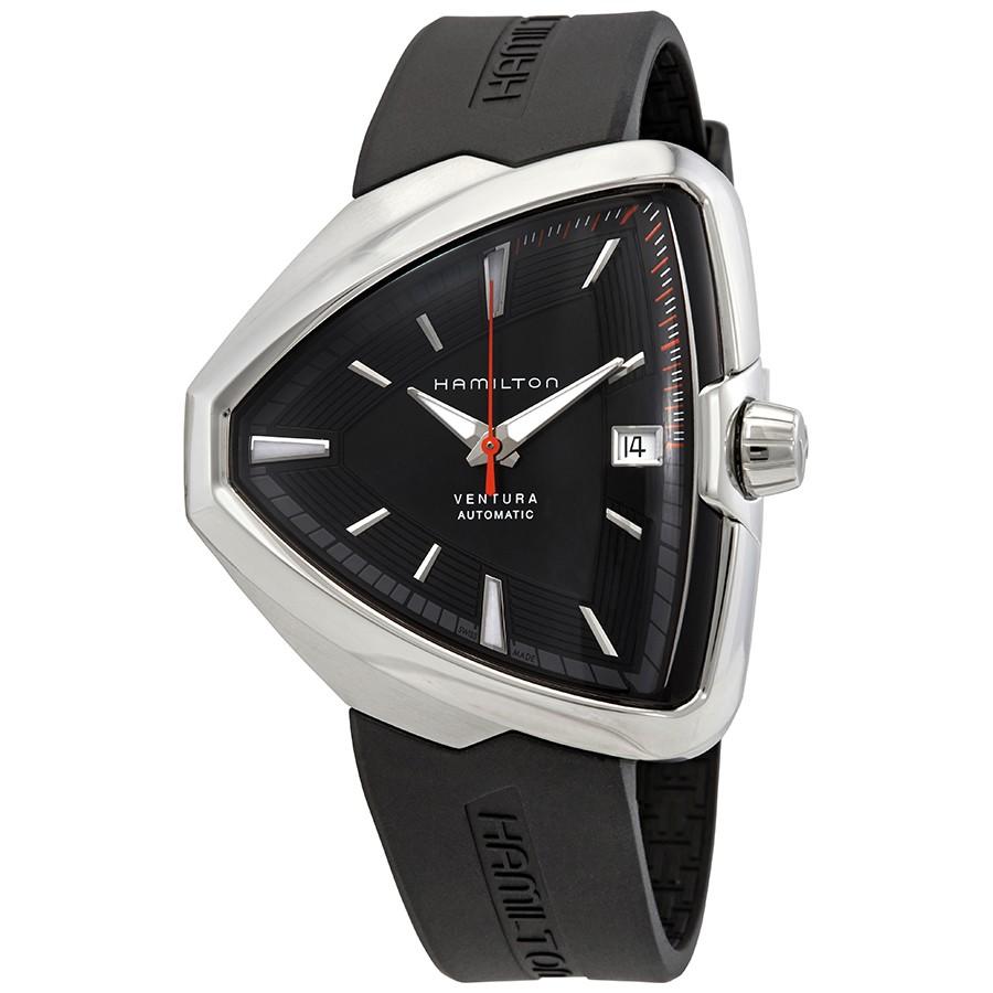 Hamilton Ventura Elvis80 腕時計 自動巻き ブラック文字盤 ラバーベルト メンズ H24555331 | 